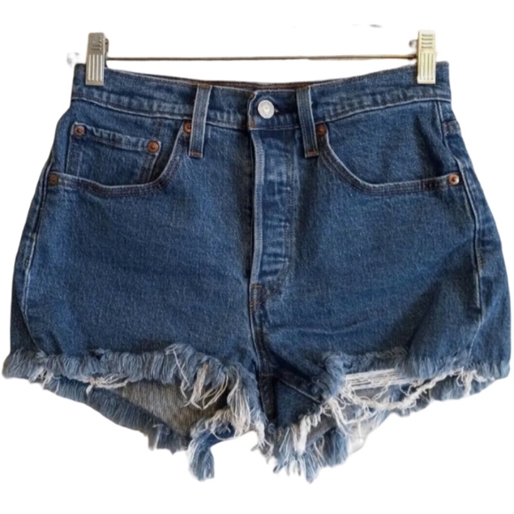 Levi's Pants - 501 Levi's Women's High Waisted Button Fly Cut Off Denim Blue Jean Shorts 26